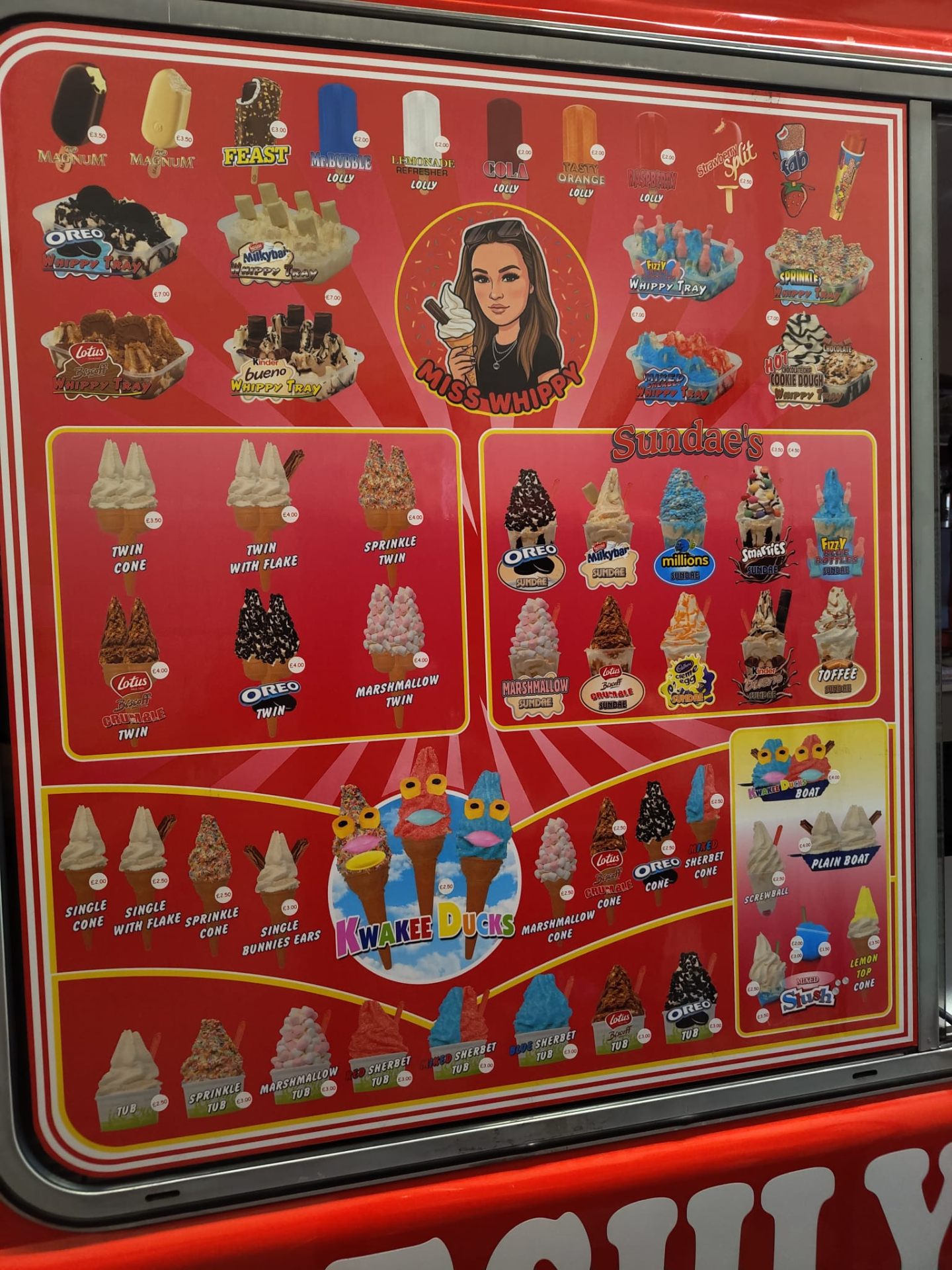 Ice cream menu board